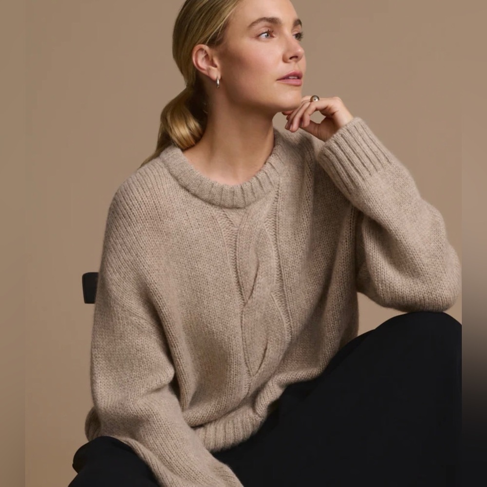 Jenni Kayne The Tove Crewneck super soft alpaca in Oat Sz L NWT